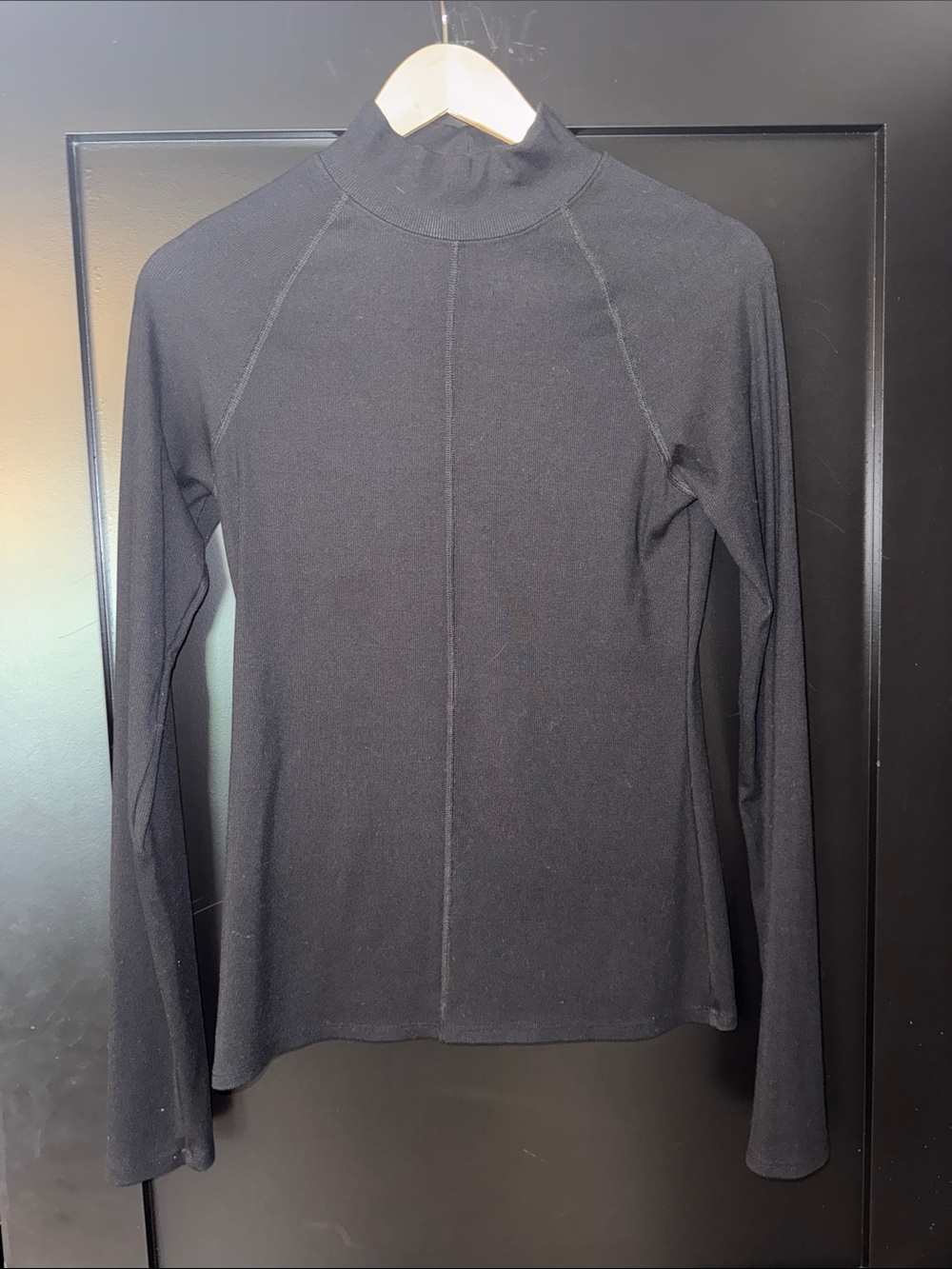 Tribe Kelley Ribbed Black Mock Neck Long Sleeve Tee